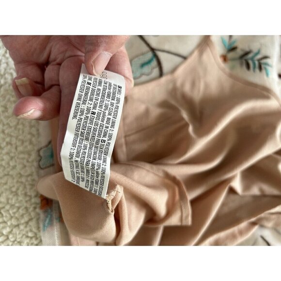 Endless Rose Long Sleeve Round Neck Embroidered Floral Mesh Top Beige/Red Size S - Picture 12 of 13